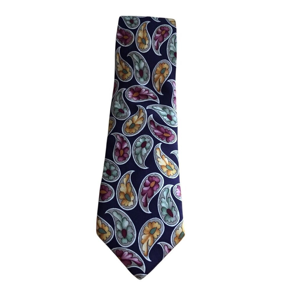 Vintage Lands' End Direct Merchants Long Silk Hand Sewn Necktie